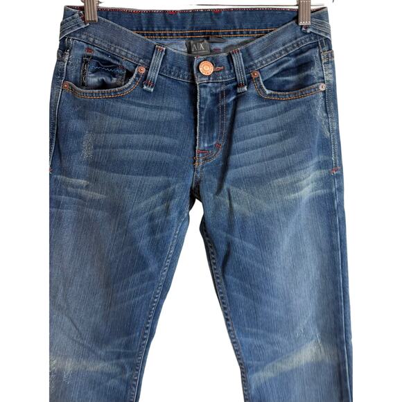 Armani Exchange A|X Indigo Whisker Jeans Womens 4 Short Stretch Bootcut Denim - Picture 2 of 11